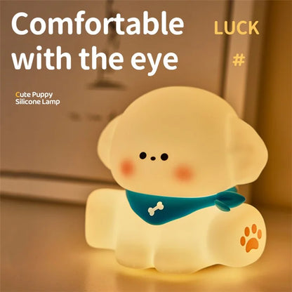 Cute Puppy Eye Protection Night Light Warm Light Tap Dimmable Table Lamp