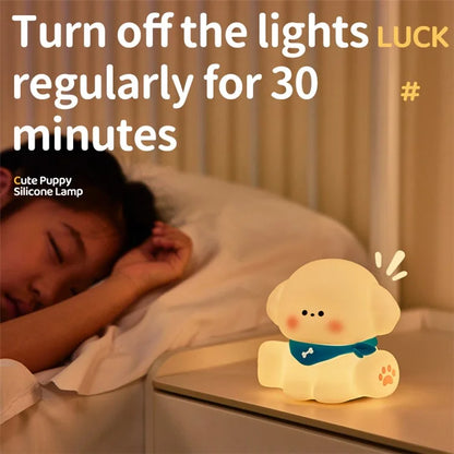 Cute Puppy Eye Protection Night Light Warm Light Tap Dimmable Table Lamp
