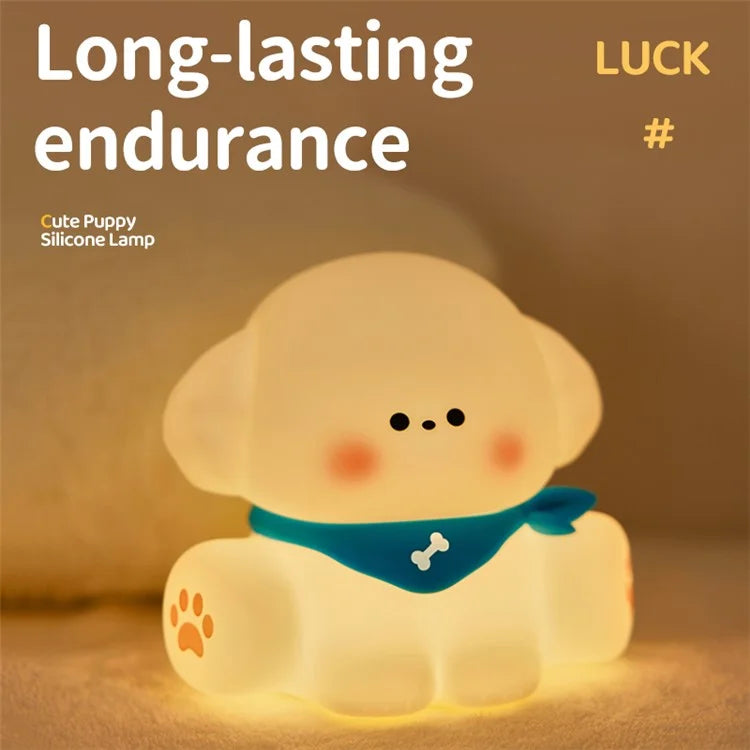 Cute Puppy Eye Protection Night Light Warm Light Tap Dimmable Table Lamp