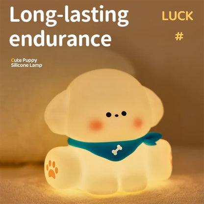 Cute Puppy Eye Protection Night Light Warm Light Tap Dimmable Table Lamp