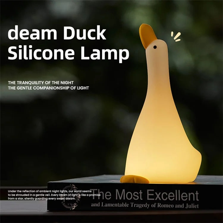 Looking-Up Duck Night Light Warm Light Eye Protection Tap Dimmable Table Lamp with Timer