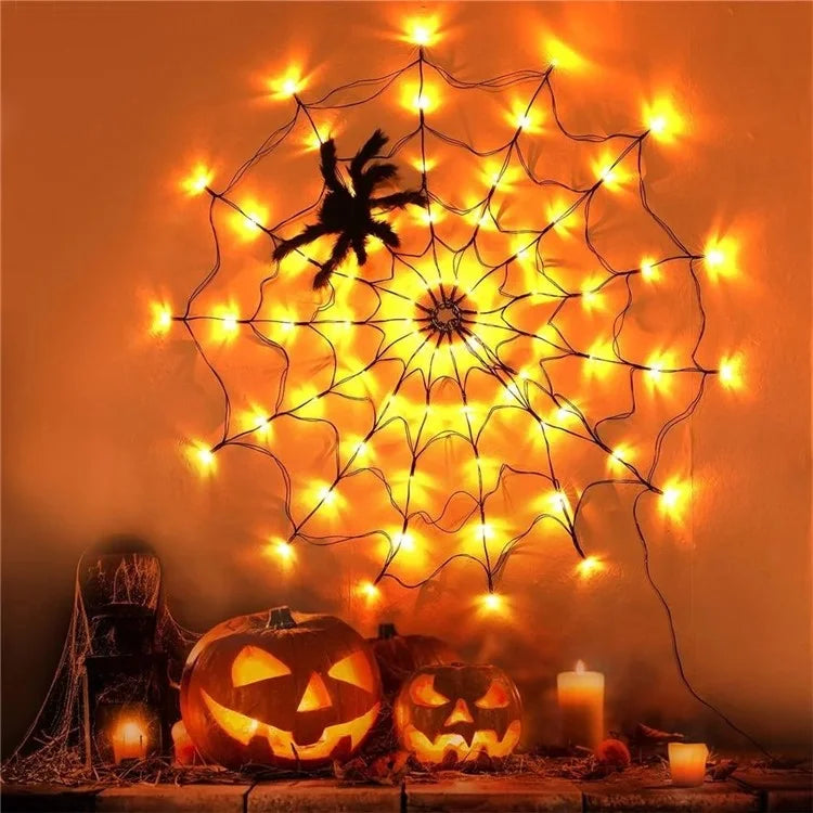 Halloween Spider Web Light with Battery Box 8 Modes Party Atmosphere Lamp, without Spider