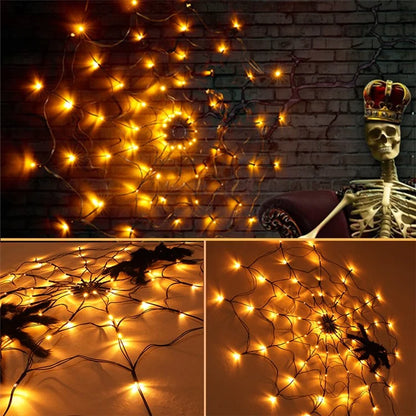 Halloween Spider Web Light with Battery Box 8 Modes Party Atmosphere Lamp, without Spider