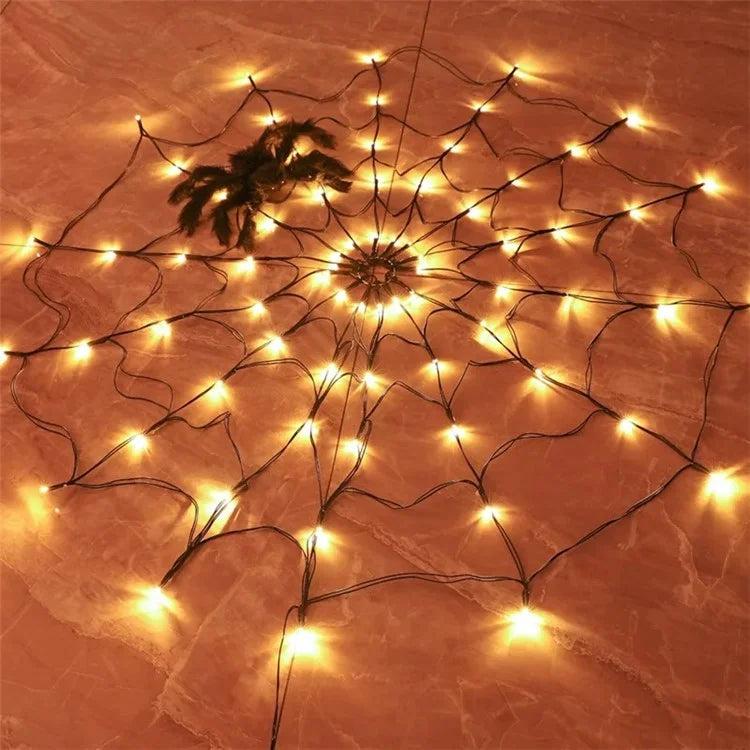Halloween Spider Web Light with Battery Box 8 Modes Party Atmosphere Lamp, without Spider