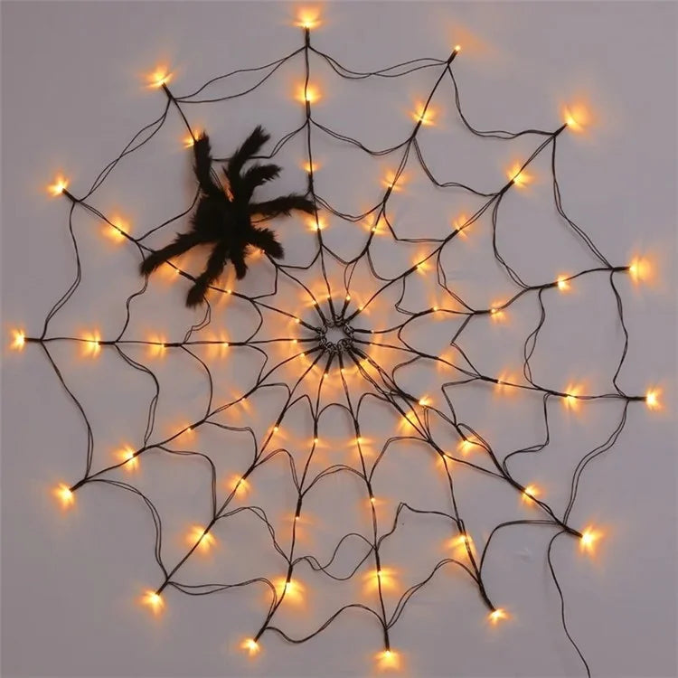 Halloween Spider Web Light with Battery Box 8 Modes Party Atmosphere Lamp, without Spider