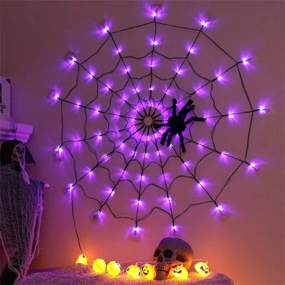 Halloween Spider Web Light with Battery Box 8 Modes Party Atmosphere Lamp, without Spider
