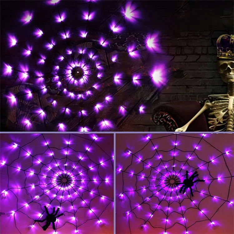 Halloween Spider Web Light with Battery Box 8 Modes Party Atmosphere Lamp, without Spider