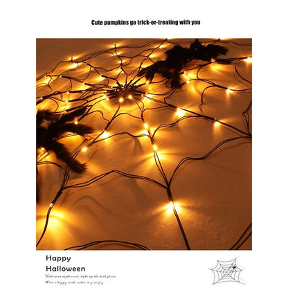 Halloween Spider Web Light with Battery Box 8 Modes Party Atmosphere Lamp, without Spider
