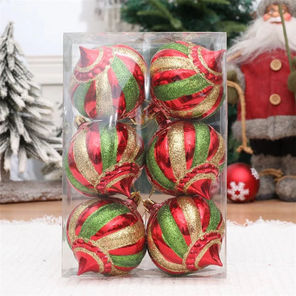 6Pcs Christmas Decoration Onion Shape Ball Christmas Tree Hanging Spiral Cone Ball Ornament