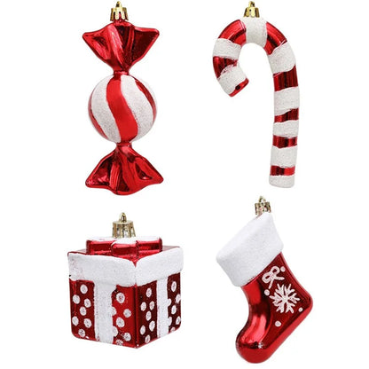 4Pcs / Set Christmas Tree Decoration Gift Candy Boot Candy Cane Xmas Hanging Ornament