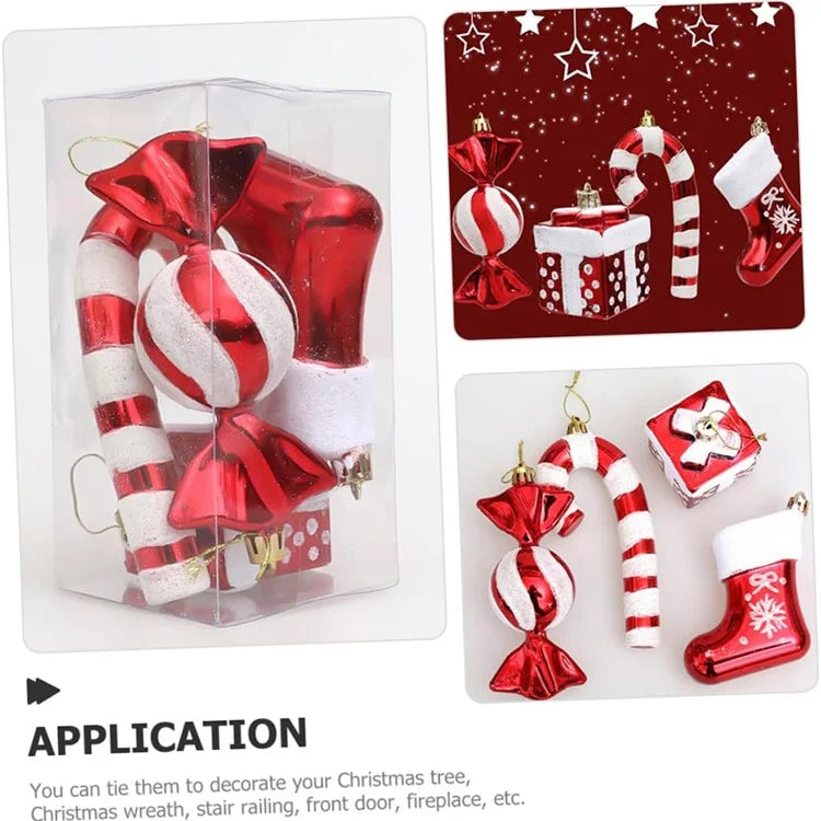 4Pcs / Set Christmas Tree Decoration Gift Candy Boot Candy Cane Xmas Hanging Ornament