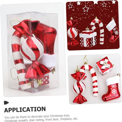4Pcs / Set Christmas Tree Decoration Gift Candy Boot Candy Cane Xmas Hanging Ornament