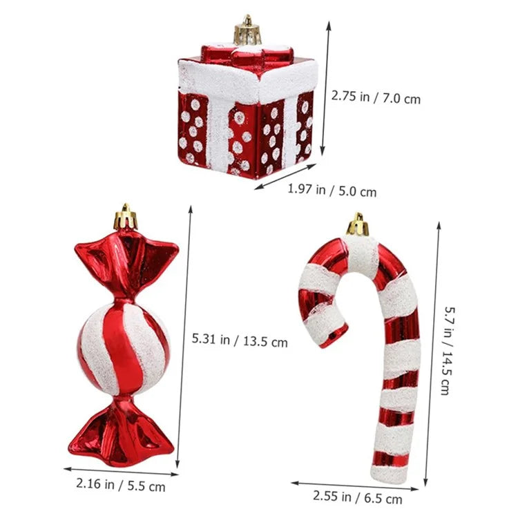 4Pcs / Set Christmas Tree Decoration Gift Candy Boot Candy Cane Xmas Hanging Ornament