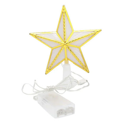15cm Warm White LED Light Star Shape Christmas Tree Topper Xmas Tree Top Decoration