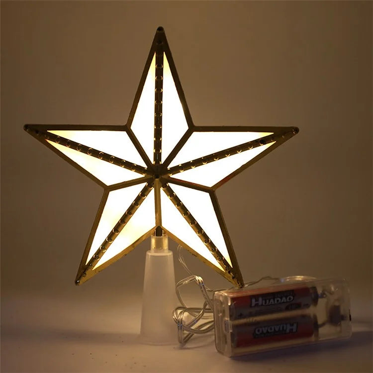 15cm Warm White LED Light Star Shape Christmas Tree Topper Xmas Tree Top Decoration