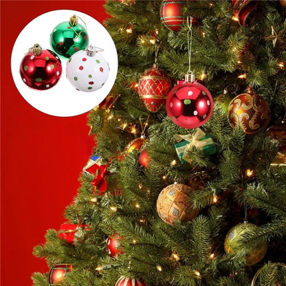 6Pcs 6cm Christmas Tree Plastic Ball Decor Dot Design Round Ball Festival Xmas Hanging Ornament