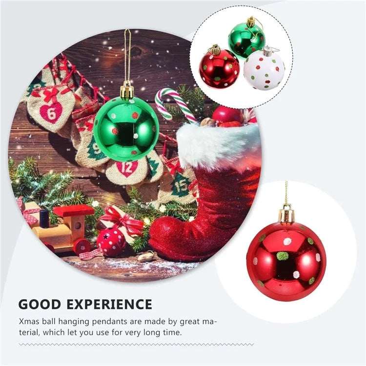 6Pcs 6cm Christmas Tree Plastic Ball Decor Dot Design Round Ball Festival Xmas Hanging Ornament