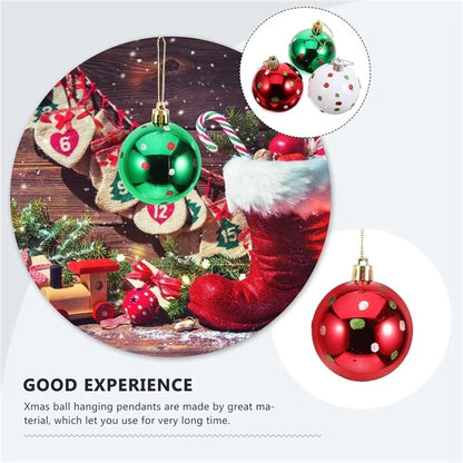 6Pcs 6cm Christmas Tree Plastic Ball Decor Dot Design Round Ball Festival Xmas Hanging Ornament