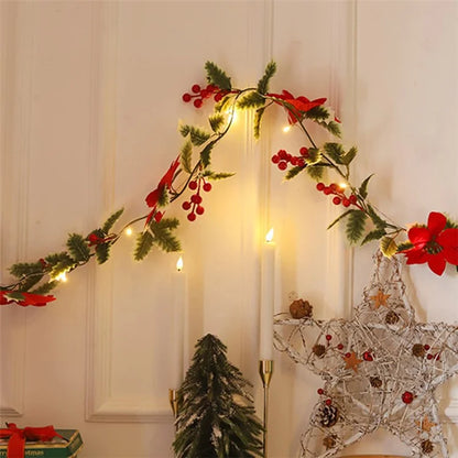 Solar Powered Christmas Flower Vine LED String Light IP66 Waterproof Xmas Party Decor