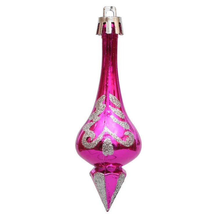 6Pcs Conical Gourd Christmas Tree Decor Pointed Water Drop Festival Christmas Hanging Ornament