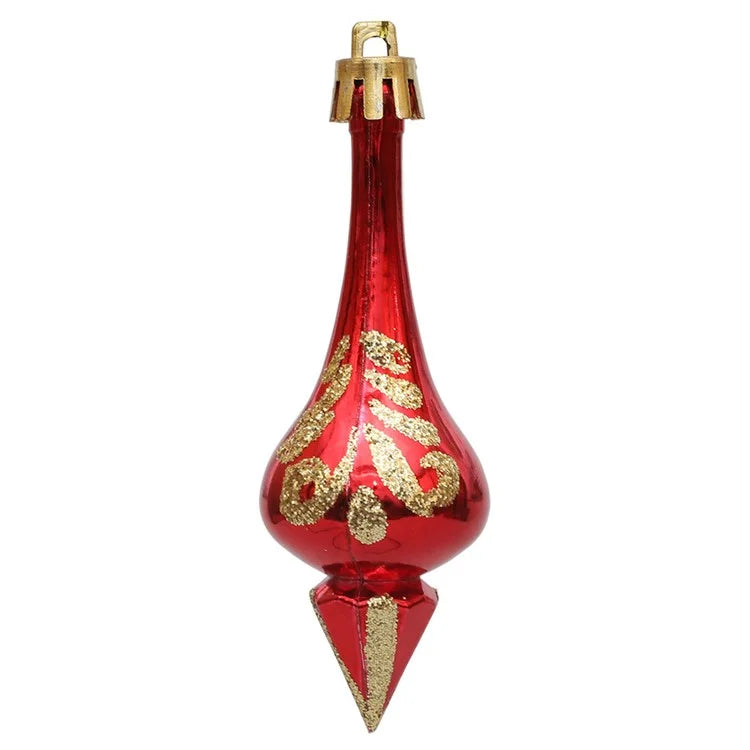 6Pcs Conical Gourd Christmas Tree Decor Pointed Water Drop Festival Christmas Hanging Ornament