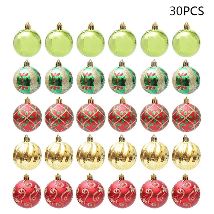 30Pcs 6cm Electroplated Plastic Ball Christmas Tree Decor Painted Round Ball Festival Hanging Ornament