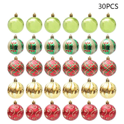 30Pcs 6cm Electroplated Plastic Ball Christmas Tree Decor Painted Round Ball Festival Hanging Ornament