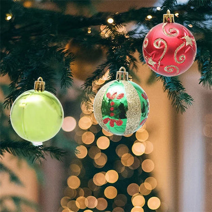 30Pcs 6cm Electroplated Plastic Ball Christmas Tree Decor Painted Round Ball Festival Hanging Ornament