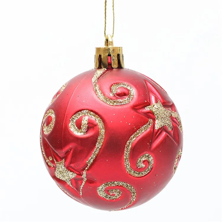 30Pcs 6cm Electroplated Plastic Ball Christmas Tree Decor Painted Round Ball Festival Hanging Ornament