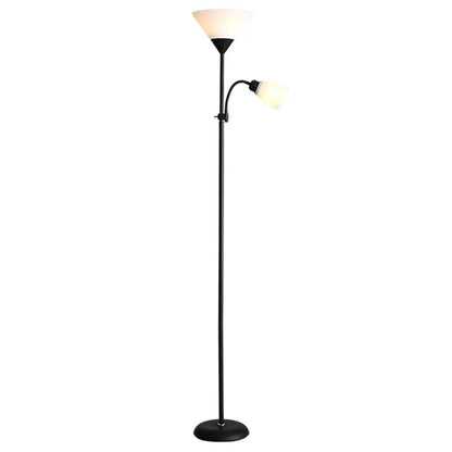 Modern LED Standing Lamp Bedroom Dual Head Floor Light with E27 Warm Light Bulbs