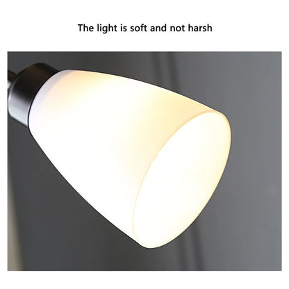 Modern LED Standing Lamp Bedroom Dual Head Floor Light with E27 Warm Light Bulbs