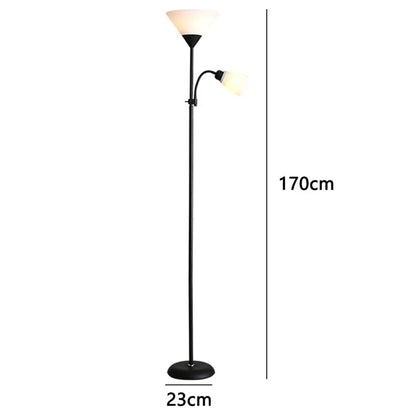 Modern LED Standing Lamp Bedroom Dual Head Floor Light with E27 Warm Light Bulbs
