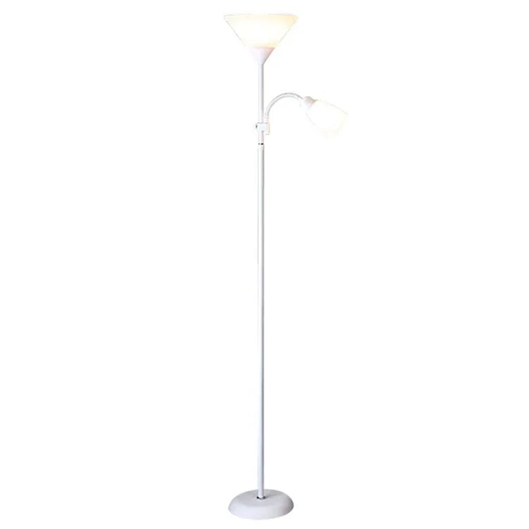 Modern LED Standing Lamp Bedroom Dual Head Floor Light with E27 Warm Light Bulbs