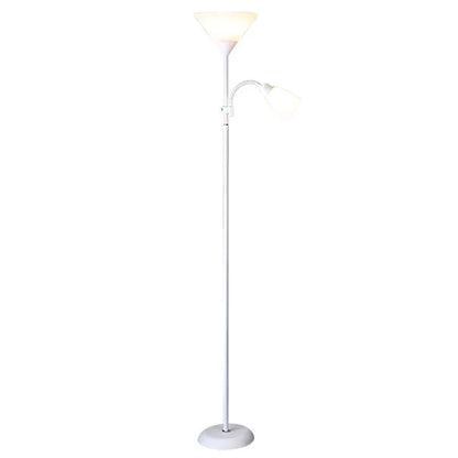 Modern LED Standing Lamp Bedroom Dual Head Floor Light with E27 Warm Light Bulbs
