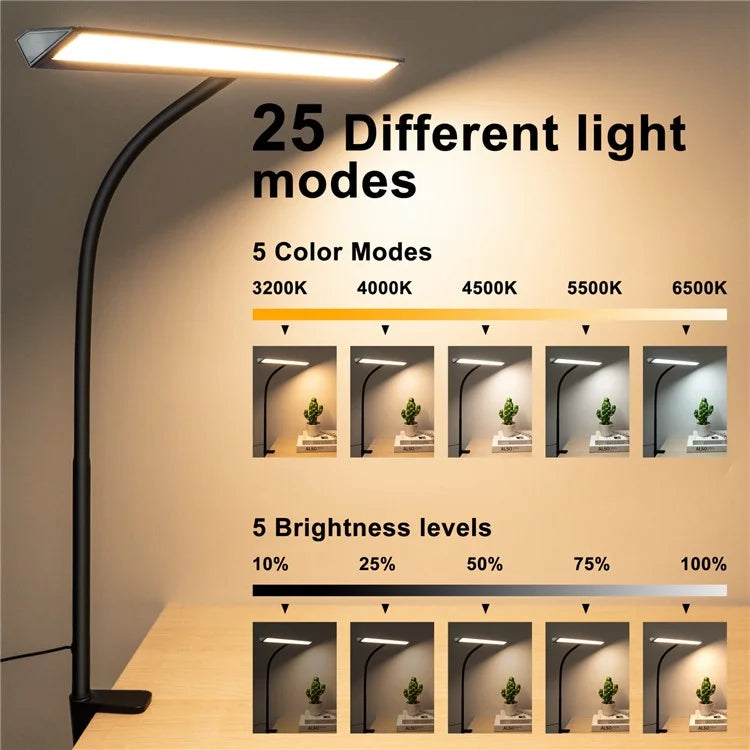 Touch Dimmable LED Desk Lamp for Office Home Eye-Caring Table Light with Adjustable Gooseneck