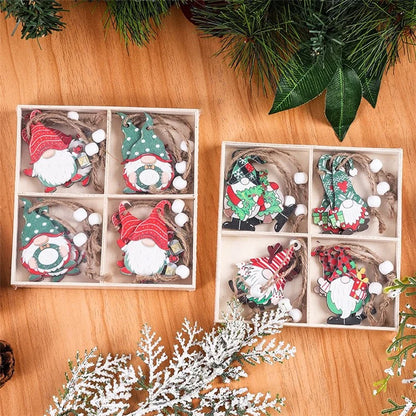 12Pcs Faceless Xmas Gnome Wooden Decoration Christmas Tree Window Wall Hanging Ornament
