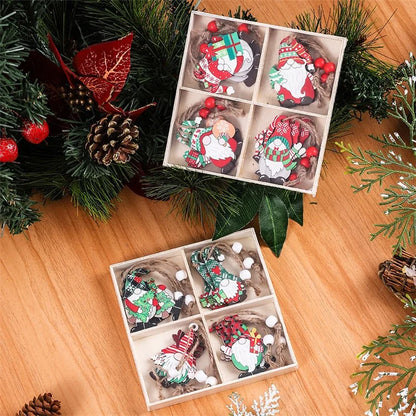 12Pcs Faceless Xmas Gnome Wooden Decoration Christmas Tree Window Wall Hanging Ornament