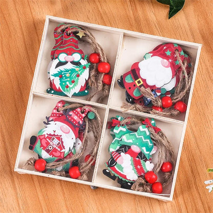 12Pcs Faceless Xmas Gnome Wooden Decoration Christmas Tree Window Wall Hanging Ornament