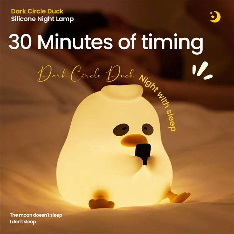 A017 Dark Circle Duck Silicone Night Light Three Brightness Adjustment Bedside Lamp