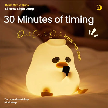 A017 Dark Circle Duck Silicone Night Light Three Brightness Adjustment Bedside Lamp