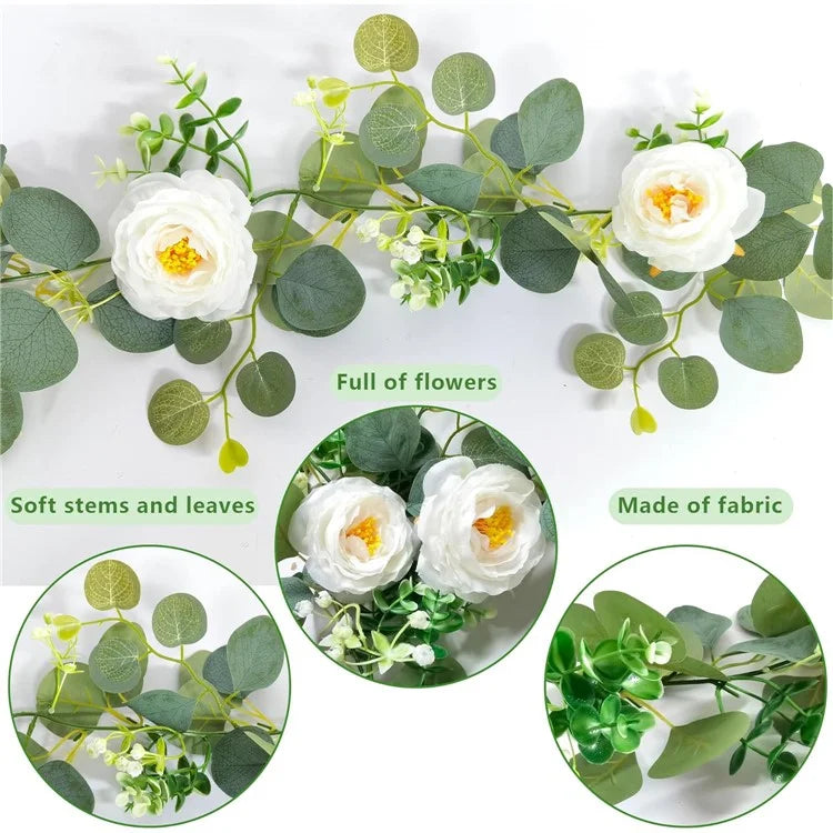 180cm Eucalyptus Vine Flower Artificial Green Plant Realistic Vine Home Decoration