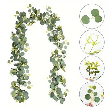 180cm Eucalyptus Leaf Vine Artificial Green Plant Realistic Vine Home Decoration