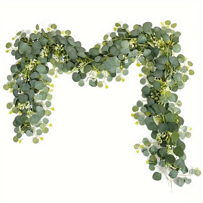 180cm Eucalyptus Leaf Vine Artificial Green Plant Realistic Vine Home Decoration