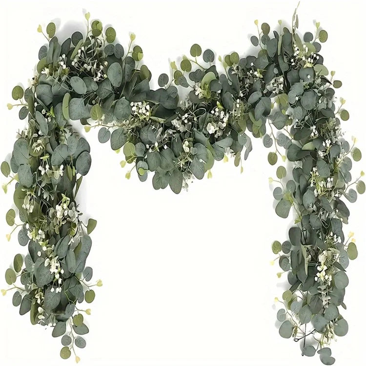 180cm Eucalyptus Leaf Vine Artificial Green Plant Realistic Vine Home Decoration