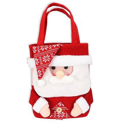 Christmas Candy Tote Bag Santa Snowman Deer Knit Felt Treat Gift Bag Party Decoration