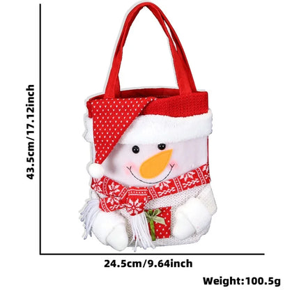 Christmas Candy Tote Bag Santa Snowman Deer Knit Felt Treat Gift Bag Party Decoration