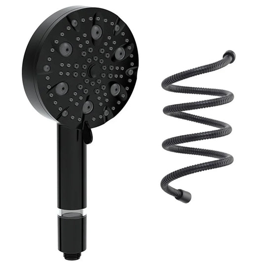 Water Saving 10 Modes Handheld Filter Shower Head with Stainless Steel Hose, Matte Black