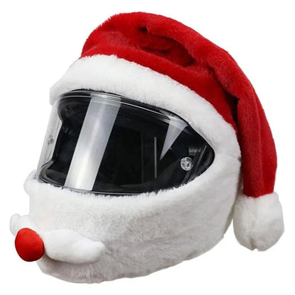 Motorcycle Helmet Christmas Hat Outdoor Funny Santa Claus Motorcycle Helmet Plush Cover