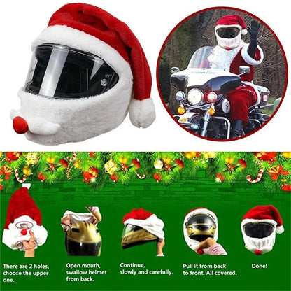 Motorcycle Helmet Christmas Hat Outdoor Funny Santa Claus Motorcycle Helmet Plush Cover