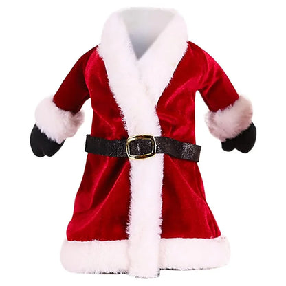 Velvet Wine Bottle Cover Santa Red Wine Bottle Sweater Cover with Belt Set for Christmas Party